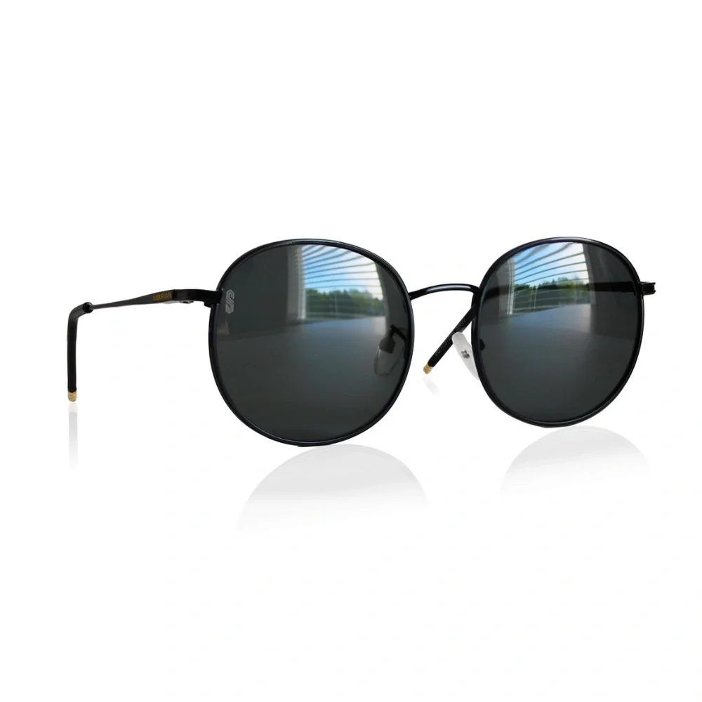 🇺🇸Real Glass Lenses Round BLACK Standard 52mm Sunglasses Men/Women